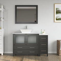 Vanity Art 48"  Single Basin Bathroom Vanity with White Engineered Marble Top and Mirror - VA3136-48