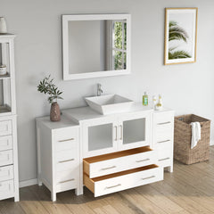 Vanity Art 96" Double Basin Bathroom Vanity with White Engineered Marble Top and Mirrors - VA3136-96