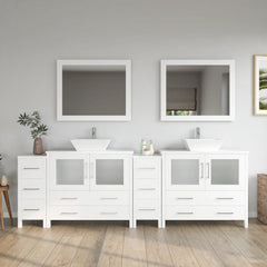 Vanity Art 96" Double Basin Bathroom Vanity with White Engineered Marble Top and Mirrors - VA3136-96