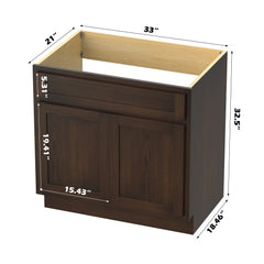 Vanity Art 33-Inch 2-Doors Bath Vanity Cabinet Only - VA4033
