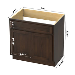 Vanity Art 39-Inch 2-Doors Bath Vanity Cabinet Only - VA4039