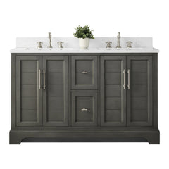 Vanity Art 54-Inch54 in. W x 22 in. D x 34.5 in. H Double Sink Freestanding Bathroom Vanity with Engineered Marble Top - VA5054