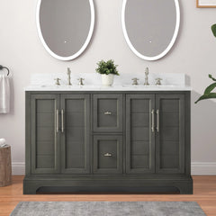 Vanity Art 54-Inch54 in. W x 22 in. D x 34.5 in. H Double Sink Freestanding Bathroom Vanity with Engineered Marble Top - VA5054