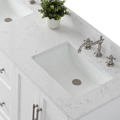 Vanity Art 60-Inch Double Sink Freestanding Bathroom Vanity with Engineered Marble Top - VA5060-D