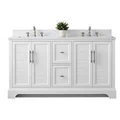 Vanity Art 60-Inch Double Sink Freestanding Bathroom Vanity with Engineered Marble Top - VA5060-D