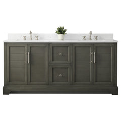 Vanity Art 72-Inch Double Sink Freestanding Bathroom Vanity with Engineered Marble Top - VA5072-D