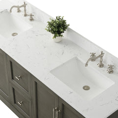 Vanity Art 72-Inch Double Sink Freestanding Bathroom Vanity with Engineered Marble Top - VA5072-D