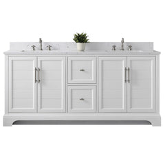 Vanity Art 72-Inch Double Sink Freestanding Bathroom Vanity with Engineered Marble Top - VA5072-D