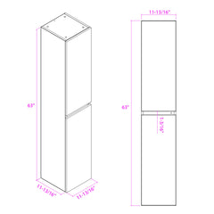 Vanity Art 63-Inch Wall-Hung Bathroom Cabinet - VA6011W