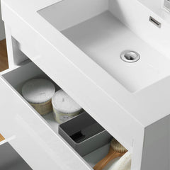 Vanity Art 30-Inch  Bathroom Vanity in White with Single Basin Vanity Top in White Resin - VA6030WF