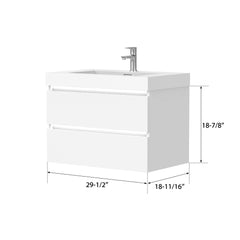 Vanity Art 30-Inch Bathroom Wall Hung LED Vanity in White w/ Single Basin Vanity Top in White Resin - VA6030WL