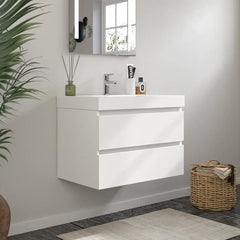 Vanity Art 30-Inch Bathroom Wall Hung Vanity in White with Single Basin Vanity Top in White Resin- VA6030W