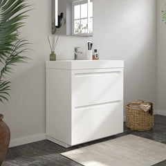 Vanity Art 24-Inch Bathroom Vanity in White with Single Basin Vanity Top in White Resin - VA6024WF