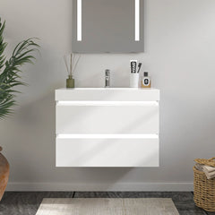 Vanity Art 36-Inch  Bathroom Wall Hung LED Vanity in White w/ Single Basin Vanity Top in White Resin - VA6036WL