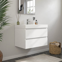 Vanity Art 36-Inch Bathroom Wall Hung Vanity in White with Single Basin Vanity Top in White Resin - VA6036W
