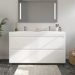 Vanity Art Annecy 48-Inch Bathroom Vanity in White with Double Basin Top in White Resin - VA6048DWF