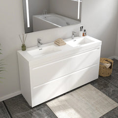 Vanity Art Annecy 48-Inch Bathroom Vanity in White with Double Basin Top in White Resin - VA6048DWF