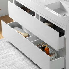 Vanity Art Annecy 48-Inch Bathroom Vanity in White with Double Basin Top in White Resin - VA6048DWF