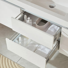 Vanity Art 48-Inch  Bathroom Wall Hung Vanity in White with Single Basin Vanity Top in White Resin- VA6048W