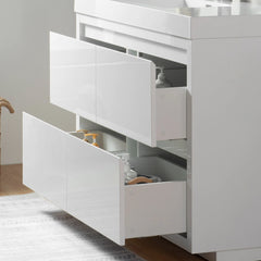 Vanity Art Annecy 60-Inch Bathroom Vanity in White with Single Basin Top in White Resin - VA6060WF