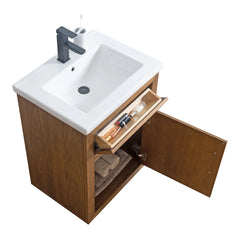 Vanity Art 24”  Single Sink Bathroom Vanity in Tan with Ceramic Top in White - VA7024-T