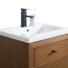 Vanity Art 24”  Single Sink Bathroom Vanity in Tan with Ceramic Top in White - VA7024-T