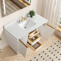 Vanity Art 48-Inch  Single Sink Bathroom Vanity with Engineered Marble Top - VA8048