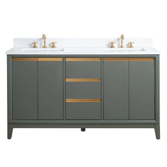 Vanity Art 72-Inch Double Sink Bathroom Vanity  with Engineered Marble Top - VA8072