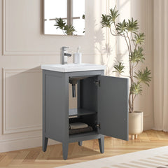 Vanity Art 20- Inch Single Sink Bathroom Vanity Cabinet with Ceramic Top - VA9020