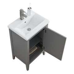 Vanity Art 20- Inch Single Sink Bathroom Vanity Cabinet with Ceramic Top - VA9020