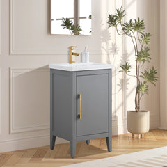 Vanity Art 20- Inch Single Sink Bathroom Vanity Cabinet with Ceramic Top - VA9020