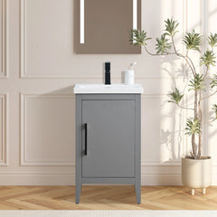 Vanity Art 20- Inch Single Sink Bathroom Vanity Cabinet with Ceramic Top - VA9020