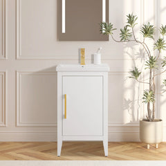 Vanity Art 20- Inch Single Sink Bathroom Vanity Cabinet with Ceramic Top - VA9020