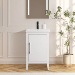Vanity Art 20- Inch Single Sink Bathroom Vanity Cabinet with Ceramic Top - VA9020