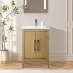 Vanity Art 24-Inch Single Sink Bathroom Vanity Cabinet with Ceramic Top - VA9024