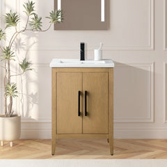 Vanity Art 24-Inch Single Sink Bathroom Vanity Cabinet with Ceramic Top - VA9024