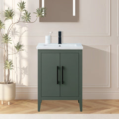 Vanity Art 24-Inch Single Sink Bathroom Vanity Cabinet with Ceramic Top - VA9024