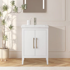 Vanity Art 24-Inch Single Sink Bathroom Vanity Cabinet with Ceramic Top - VA9024