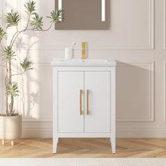 Vanity Art 24-Inch Single Sink Bathroom Vanity Cabinet with Ceramic Top - VA9024