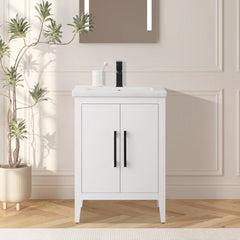 Vanity Art 24-Inch Single Sink Bathroom Vanity Cabinet with Ceramic Top - VA9024