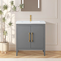 Vanity Art 30 Inch  Single Sink Bathroom Vanity Cabinet with Ceramic Top - VA9030
