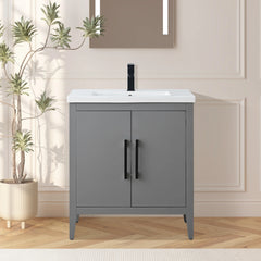Vanity Art 30 Inch  Single Sink Bathroom Vanity Cabinet with Ceramic Top - VA9030