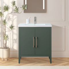 Vanity Art 30 Inch  Single Sink Bathroom Vanity Cabinet with Ceramic Top - VA9030