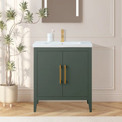 Vanity Art 30 Inch  Single Sink Bathroom Vanity Cabinet with Ceramic Top - VA9030