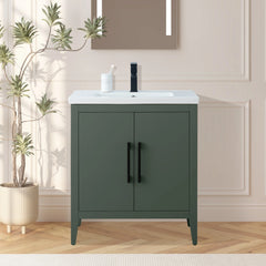 Vanity Art 30 Inch  Single Sink Bathroom Vanity Cabinet with Ceramic Top - VA9030