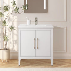 Vanity Art 30 Inch  Single Sink Bathroom Vanity Cabinet with Ceramic Top - VA9030