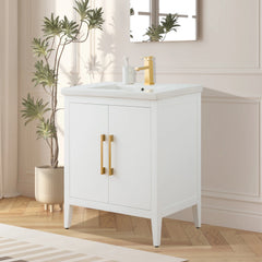 Vanity Art 30 Inch  Single Sink Bathroom Vanity Cabinet with Ceramic Top - VA9030