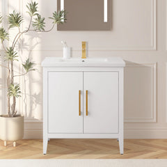 Vanity Art 30 Inch  Single Sink Bathroom Vanity Cabinet with Ceramic Top - VA9030