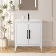 Vanity Art 30 Inch  Single Sink Bathroom Vanity Cabinet with Ceramic Top - VA9030