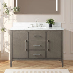 Vanity Art 48'' Single Sink Bathroom Vanity Cabinet with Engineered Marble Top - VA9048